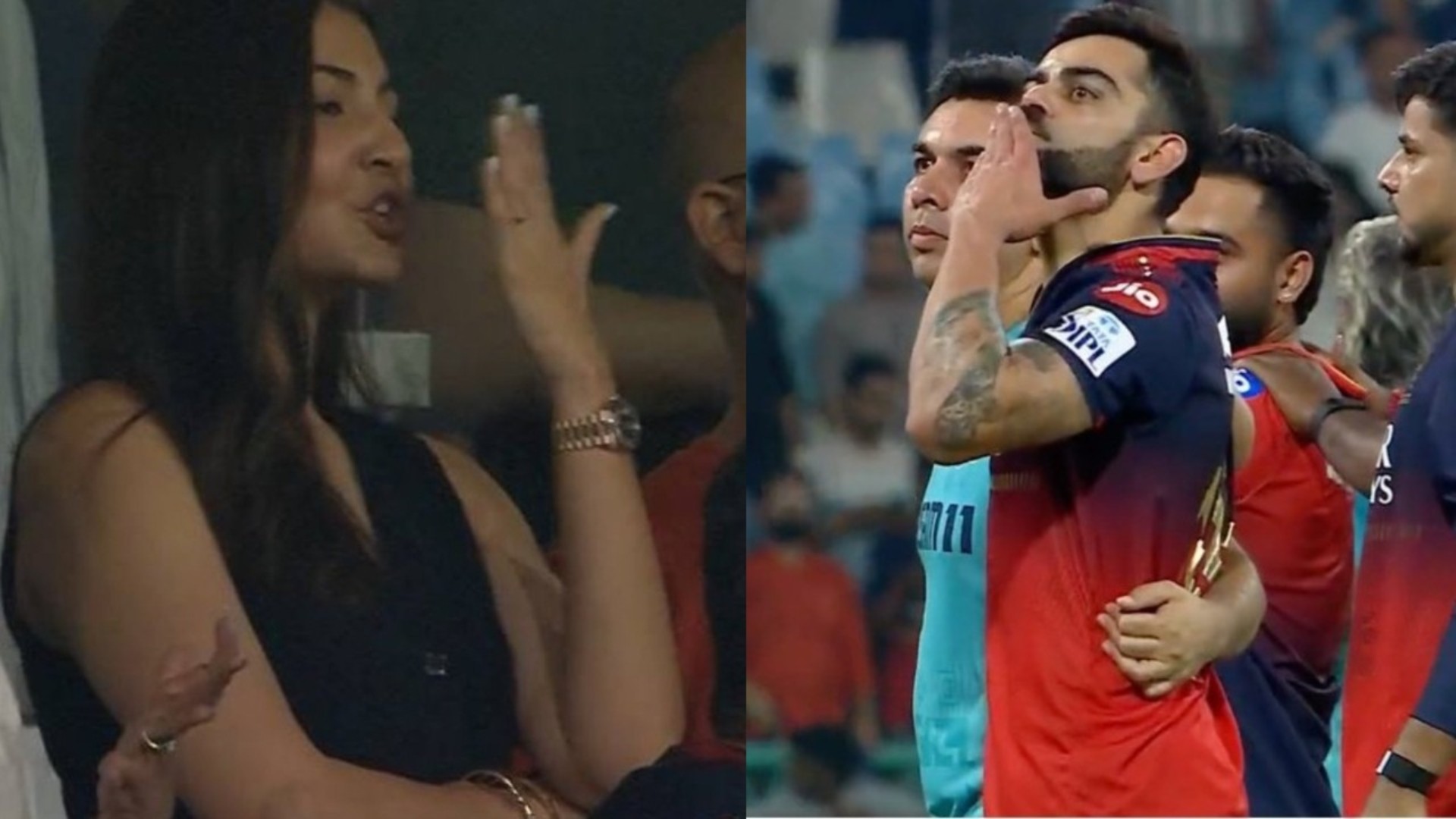 Virat Kohli-Anushka Sharma: विराट-अनुष्का ने मैच के बाद दी एक दूसरे को फ्लाइंग किस, कैमरे में कैद हुआ वीडियो